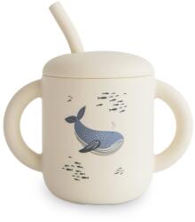 Mushie Silicone Training Cup Whales bögre szívószállal 270 ml