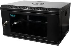 Spacer SZEKRÉNY 19" TÁVTARTÓ 6U 500x400mm, falra szerelhető, Lapos (szétszerelt), Fekete, üvegajtó bl-vel (SPCW-6U-400-BK-02)