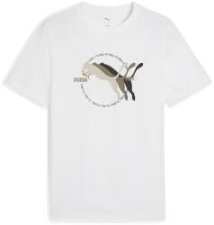 PUMA Puma, Kerek nyakú logós póló, Fehér, Fekete, Khaki, XL (684826-02-XL)