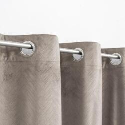 Welora Dekoratív bársonyos blackout sötétítő függöny, dombornyomott csíkos mintával, gyűrűkkel, 140x260 cm, barna színben (JM1239049)