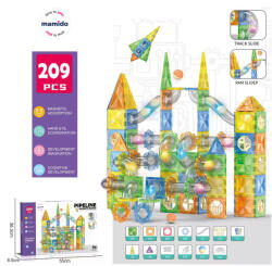 Mamido Set de construcție magnetic colorat 209 piese pistă cu bile MT1514 Jucarii de constructii magnetice