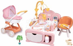 Smoby Set căsuță pentru păpușă electronică Cocoon Nursery Soft Baby Nurse Smoby și cărucior adânc cu husă textilă (SM220393-9) Papusa