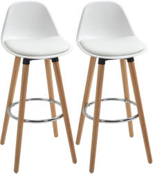 Homcom 2 darabos bárszék szett - fehér, háttámlával és párnával a kényelemért