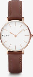Millner Ceas de dama Millner Mini Brown Leather Alb-Maro (bsw-8425402504789) Ceas