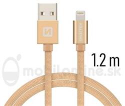 SWISSTEN Lightning (8pin) kábel Swissten opletený, 1.2M - zlatý