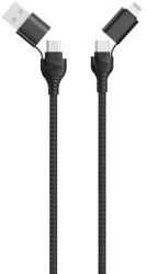 2GO USB-C/USB-A Apa - USB-C/Lightning Apa Adat és Töltő Kábel - 1, 2 m, Fekete