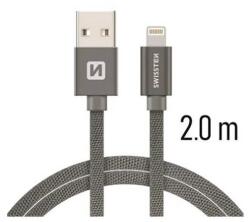 SWISSTEN Lightning (8pin) kábel Swissten opletený, 2M - sivé