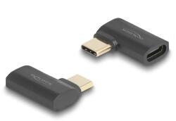 Delock USB Adapter 40 Gbps USB Type-C PD 3.1 240 W csatlakozódugóval - csatlakozóhüvellyel, ívelt bal / jobb 8K 60 Hz - pcx