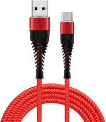 Fusion Fishbone USB-A - USB-C Adat és töltő kábel - Piros (1.5m) (FUSUSBC15RD) (FUSUSBC15RD)