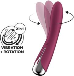 Satisfyer Vibrator Punctul G Spinning Vibe 1, 12 Moduri Vibratii, 5 Moduri Rotatii, Silicon, USB, Rosu, 17.5 cm Vibrator