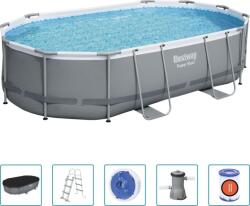 Bestway Power Steel 56448 kerti medence Fémvázas medence Ovális 10949 L Kék, Szürke (92818) (92818)