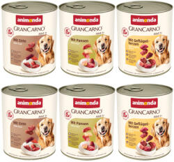 Animonda GranCarno 24x800g animonda GranCarno Original Adult Marha, lazac & spenót nedves kutyatáp vegyesen