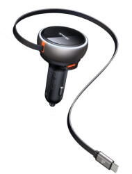 Mcdodo Incarcator pentru Masina, 80W, Dual Port, Cablu Retractabil 80cm - CC-4850 - Black (KF2358798) - pcone
