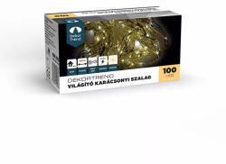  Világító karácsonyi arany szalag, 100 led, meleg fehér, elemes (KDE_013)