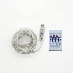 Okos fényfüzér, 100 LED, átlátszó kábel, USB csatlakozás (KBU_001)