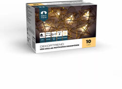  Fém csillag motívumos dekorfüzér, 10 led, elemes (KDE_110)