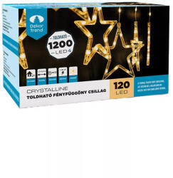  Crystalline toldható LED Csillag fényfüggöny, 120 x 80 cm, 120 db Meleg fehér LED, átlátszó kábel (KAT_521)