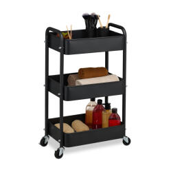 Relaxdays Fém 3 szintes zsúrkocsi fekete-szürke 71, 5x43, 5x29, 5 cm 10050084_46