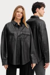 Michael Kors bőr ing galléros, fekete, relaxed, UR540S0HW8 - fekete M