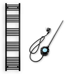  Törölközőszárító radiátor elektromos fűtőpatronnal 40 x 180 cm - Nero Italia S-600W (fekete)