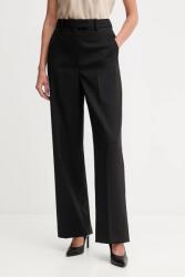 Tommy Hilfiger gyapjú nadrág fekete, magas derekú egyenes, WW0WW48362 - fekete 42