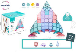 Mamido Színes mágneses építőkocka 72 darabos dobozban Piramis MT1222 (MT1222) - jatekokminiszteriuma