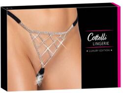 Cottelli Collection - nyitott string tanga ezüst dísszel - fekete (S-L) (23229271101) - vagyaim