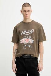 HUGO Blue pamut póló - zöld S - answear - 27 990 Ft