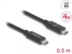 Delock Cablu USB 80 Gbps type C 16K60Hz/240W E-Marker coaxial 0.5m, Delock 81210 (81210)