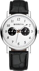  Modiya analóg quartz férfi karóra, PU bőr szíj, 2 gombos, fehér/fekete (96)