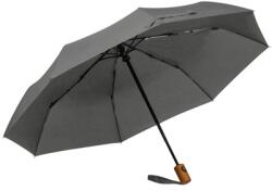  Esernyő automata, fekete nyéllel, fa fogantyúval, szürke szinű, újrahasznosított huzattal