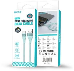 BW00 BWOO X280C USB kábel, USB-A - USB-C, (1 méter 3A), fehér