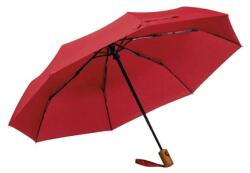  Esernyő automata, fekete nyéllel, fa fogantyúval, piros szinű, újrahasznosított huzattal