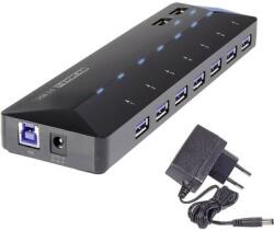 Renkforce 7+2 portos USB hub, gyorstöltő porttal, LED-es, Renkforce