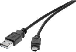 Renkforce USB 2.0 csatlakozókábel, 1x USB 2.0 dugó A - 1x USB 2.0 dugó mini B, 0, 15 m, fekete, aranyozott, renkforce