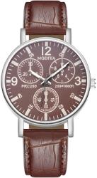  Modiya analóg quartz férfi karóra, PU bőr szíjj, 3 gombos, Model 999, barna (90)
