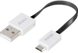 Akasa USB adatkábel, töltőkábel, USB mikro 2.0 fekete, 15cm lapos kivitel, Akasa