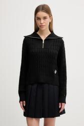 Tommy Hilfiger pamut pulóver fekete, garbónyakú, WW0WW47643 - fekete XS