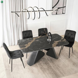 Mebel Elite Bővíthető Kerámia Étkezőasztal Fekete Márvány/Fekete Színben. VERONA 160-240 cm