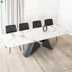 Mebel Elite Bővíthető Kerámia Étkezőasztal Fehér Márvány/Fekete Színben. VERONA 160-240 cm