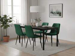  Set de dining 1 + 4, masa neagra RAMOD 100x60 cm decor marmura + scaun verde TURIN cu picioare negre