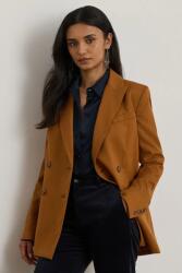 Lauren Ralph Lauren gyapjú kabát barna, sima, kétsoros gombolású, 200P03863 - barna 34