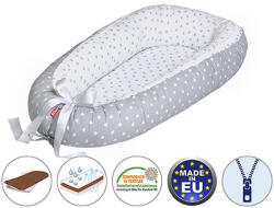 Scamp babafészek kókuszbetétes - Little Heart White Grey