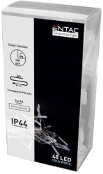 Entac Karácsonyi HIDEG fehér fényfüzér időzítővel IP44 - 48 LED - 4m