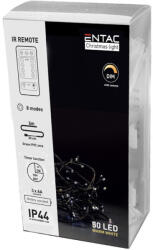 Entac Karácsonyi MELEG fehér fényfüzér időzítővel és távirányítóval IP44 - 50 LED - 5m