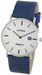 ASTRON 5526-2 férfi karóra, ezüst színű nemesacél tok, kék bőrszíj, fehér számlap, zafírüveg, quartz szerkezet, cseppmentes vízállóság (5526-2) - oranagykereskedes