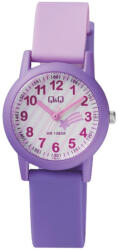 Q&Q gyerek műanyag szíjas karóra, lila színű tok, lila/rózsaszín színű szíj, figurás számlap, VS49J004Y (4019-3)