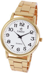 Cardy férfi karóra, arany színű fémtok, arany színű fémcsat, fehér számlap, quartz szerkezet, cseppmentes vízállóság (2664-5)
