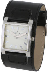 TIKO TIME női karóra, quartz, ezüst színű fémtok, fekete színű bőrszíj, fehér számlap (7543-1)