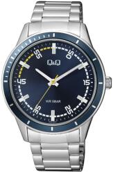 Q&Q férfi karóra, quartz, ezüst színű tok, ezüst színű acél karcsat, sötétkék számlap, Q09A-002PY (4036-6)